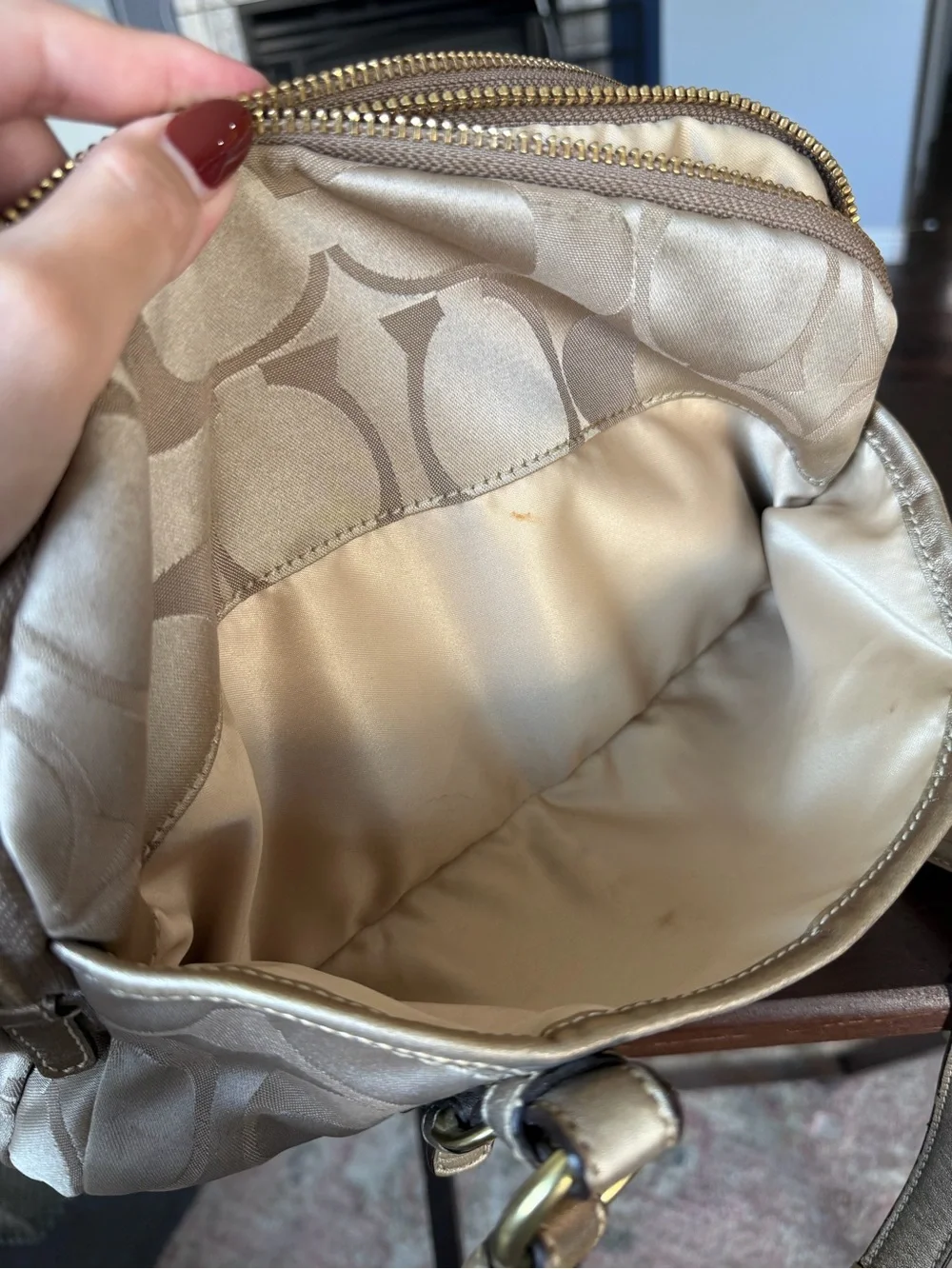 Coach Y2K Sig Bonnie Satchel in Champagne/Gold
